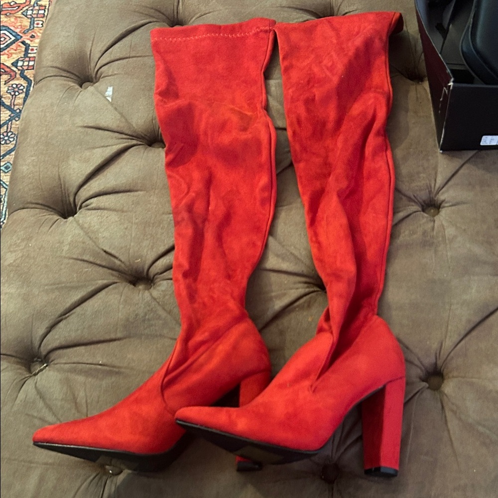 Red Over-the-Knee Women's Boots